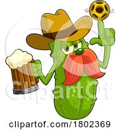 Cartoon Clipart Cowboy Pickleball Pickle Mascot Holding A Beer
