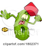 Poster, Art Print Of Cartoon Clipart Pickleball Pickle Mascot With A Ball Making A Hole