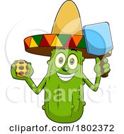 Poster, Art Print Of Cartoon Clipart Mexican Pickleball Pickle Mascot