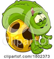 Cartoon Clipart Pickleball Pickle Mascot Stretching Its Back Over A Ball