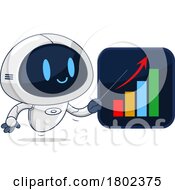 Poster, Art Print Of Cartoon Clipart Robot Showing A Growth Chart