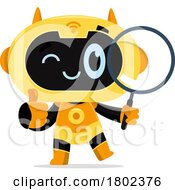 Cartoon Clipart Robot Searching by Hit Toon