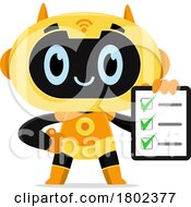 Cartoon Clipart Robot Holding A Check List