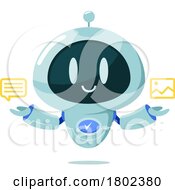 Poster, Art Print Of Cartoon Clipart Robot Holding Message And Photo Icons
