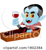 Poster, Art Print Of Cartoon Clipart Halloween Vampire Drinking Blood In A Coffin