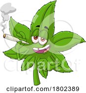 Poster, Art Print Of Cartoon Clipart Cannabis Marijuana Pot Leaf Character Smoking A Doobie