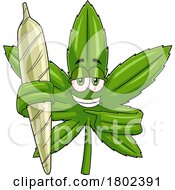 Poster, Art Print Of Cartoon Clipart Cannabis Marijuana Pot Leaf Character Holding A Doobie