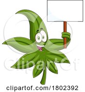 Cartoon Clipart Cannabis Marijuana Pot Leaf Character With A Sign