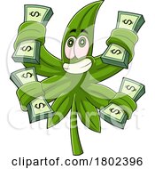 Poster, Art Print Of Cartoon Clipart Cannabis Marijuana Pot Leaf Character With Cash
