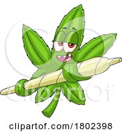 Cartoon Clipart Cannabis Marijuana Pot Leaf Character Holding A Doobie