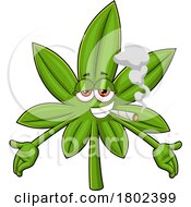 Poster, Art Print Of Cartoon Clipart Cannabis Marijuana Pot Leaf Character Smoking A Doobie