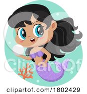 Poster, Art Print Of Cartoon Clipart Of A Mermaid Holding A Pearl