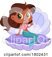 Poster, Art Print Of Cartoon Clipart Of A Mermaid Sitting In A Shell