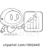 Cartoon Black And White Clipart Robot Showing A Growth Chart