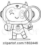 Poster, Art Print Of Cartoon Black And White Clipart Robot Searching