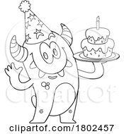 Cartoon Black And White Clipart Party Monster