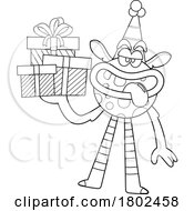 Cartoon Black And White Clipart Party Monster