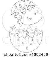 Poster, Art Print Of Cartoon Black And White Clipart Dinosaur Hatching