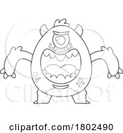 Poster, Art Print Of Cartoon Black And White Clipart Scary Monster