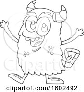 Poster, Art Print Of Cartoon Black And White Clipart Welcoming Monster