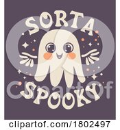 Cartoon Cute Ghost With Sorta Spooky Text On Purple