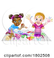 Poster, Art Print Of Two Little Girls Painting
