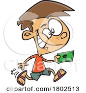Clipart Cartoon Boy Running With Cash Money