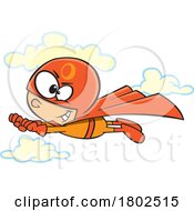 Poster, Art Print Of Clipart Cartoon Boy Orange Super Hero Flying