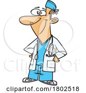 Poster, Art Print Of Clipart Cartoon Surgeon With Hands On His Hips