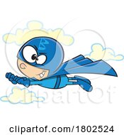 Poster, Art Print Of Clipart Cartoon Boy Blue Super Hero Flying