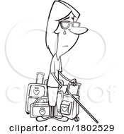 Clipart Black And White Cartoon Sad Blind Woman Parting Ways by toonaday