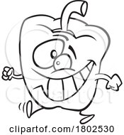 Clipart Black And White Cartoon Happy Bell Pepper