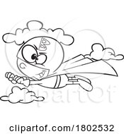 Clipart Black And White Cartoon Boy B Super Hero Flying