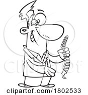 Clipart Black And White Cartoon Chiropractor Holding A Spine Model by toonaday