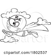 Clipart Black And White Cartoon Boy BK Super Hero Flying