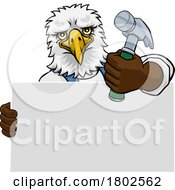 Eagle Hammer Cartoon Mascot Handyman Carpenter