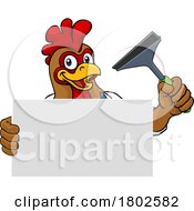 Poster, Art Print Of Window Cleaner Chicken Rooster Car Wash Mascot