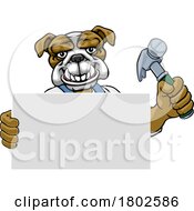 Poster, Art Print Of Bulldog Hammer Cartoon Mascot Handyman Carpenter