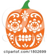 Poster, Art Print Of Mexican Day Of The Dead Or Halloween Pumpkin