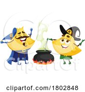Poster, Art Print Of Wizard And Witch Fagottini Pasta Food Mascots