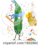 Poster, Art Print Of Cucumber Swinging At Pinata Food Mascot