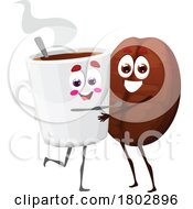 Hugging Coffee Cup And Bean Food Mascots