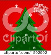 Poster, Art Print Of Merry Christmas Greeting With Snowflakes And A Tree