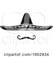 Black And White Mustache Under A Mexican Charro Cowboy Mariachi Sombrero Hat