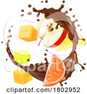 Poster, Art Print Of Chocolate Splash With Fruit