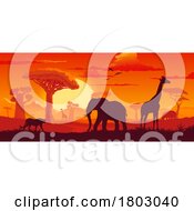 Poster, Art Print Of Silhouetted African Animals At Sunset