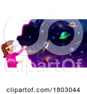 Girl Using VR Goggles To Learn About Outer Space by Vector Tradition SM