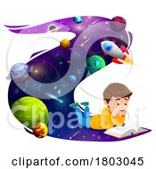 Poster, Art Print Of Boy Reading About Outer Space