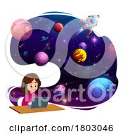 Girl Studying Outer Space by Vector Tradition SM
