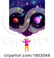 Girl Using VR Goggles To Learn About Outer Space by Vector Tradition SM